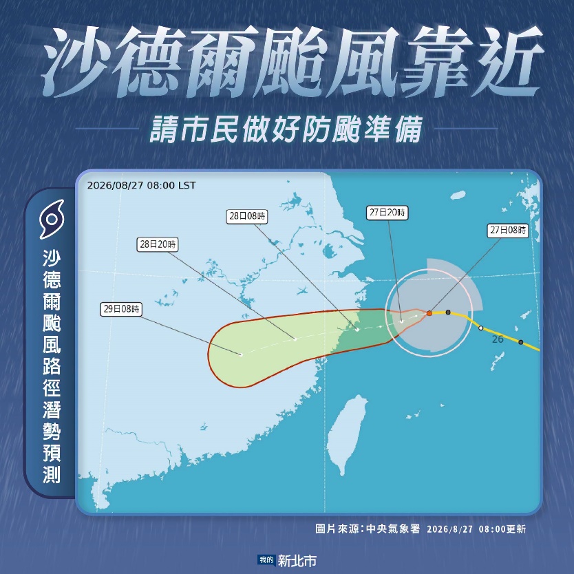 沙德爾颱風宣導圖